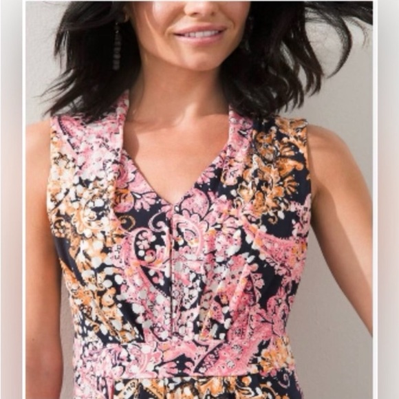 Chico’s Floral Pleated Paisley Maxi Dress Size O (S 4/6) - Picture 2 of 16